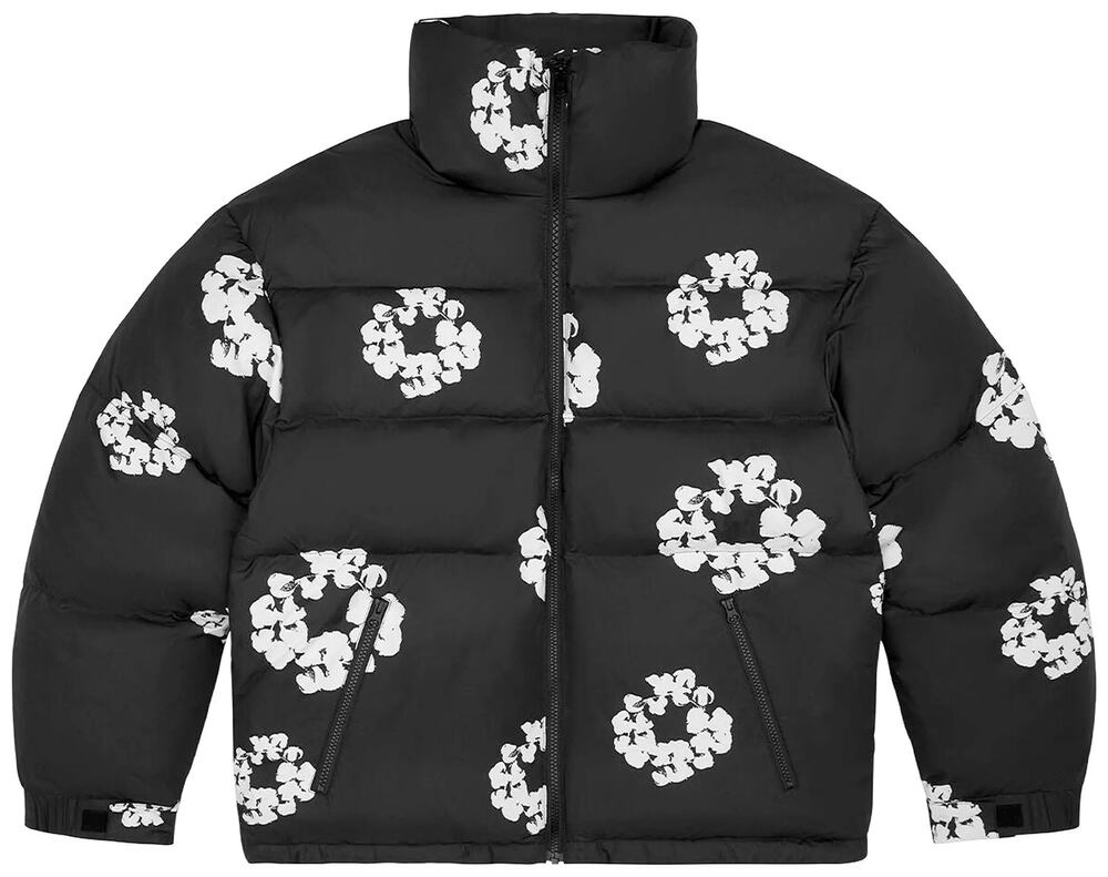 Denim Tears Cotton Wreath Puffer Jacket in Black